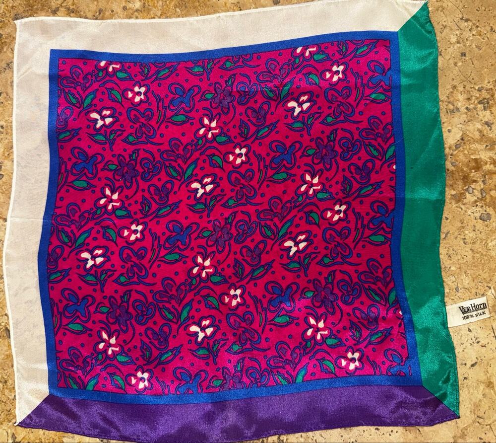 Vintage Van Horn 100% Silk Pocket Square